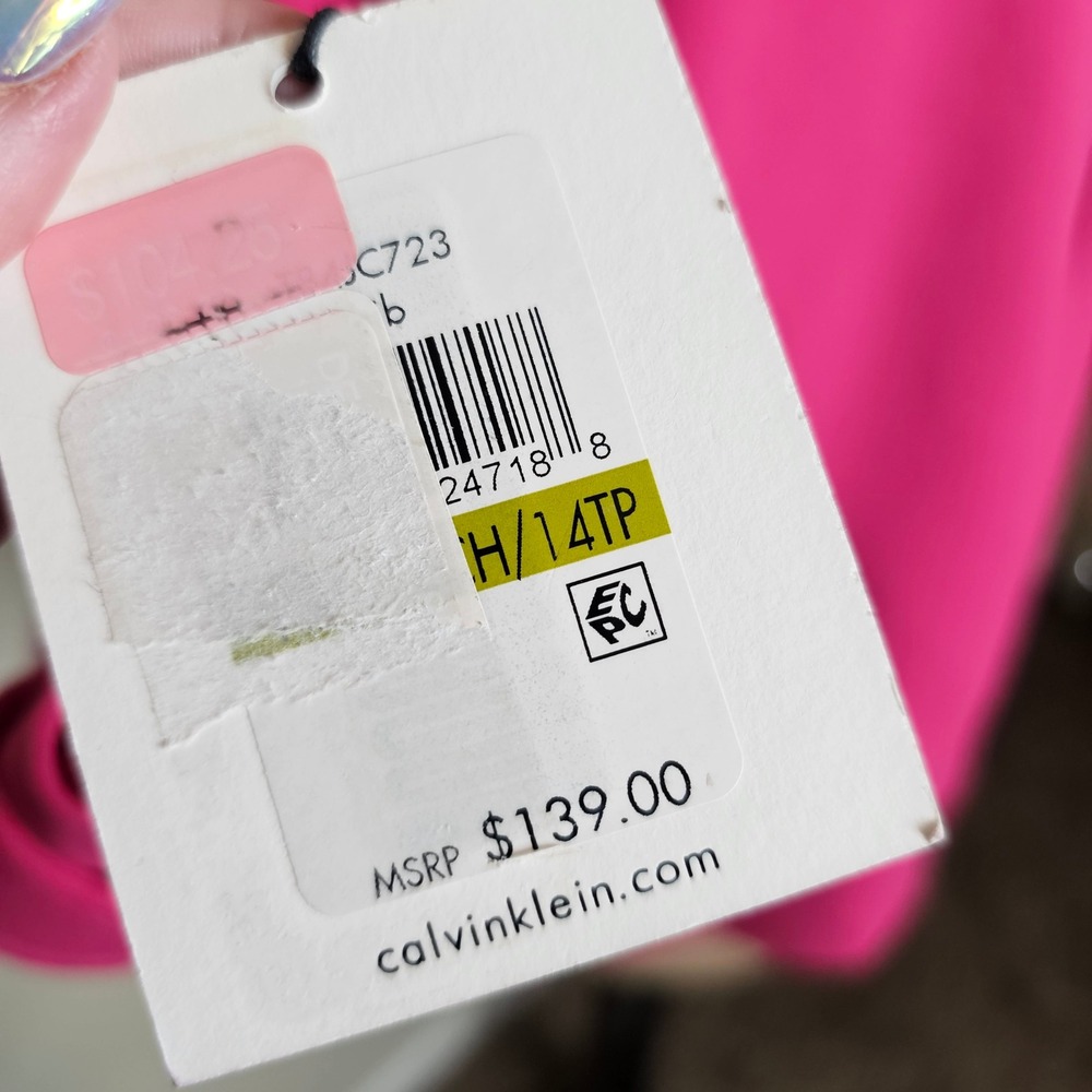 NWT Calvin Klein Womens Pink Button Front Crepe Swing Jacket Gold Buttons 14P - Picture 6 of 11